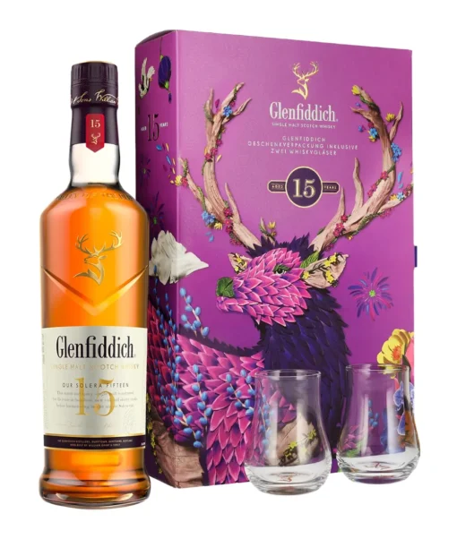 Glenfiddich 15y 40% 0,7 l + 2 poháre