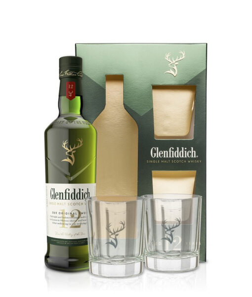 Glenfiddich Single Malt 12y 40% 0,7l + 2 poháre