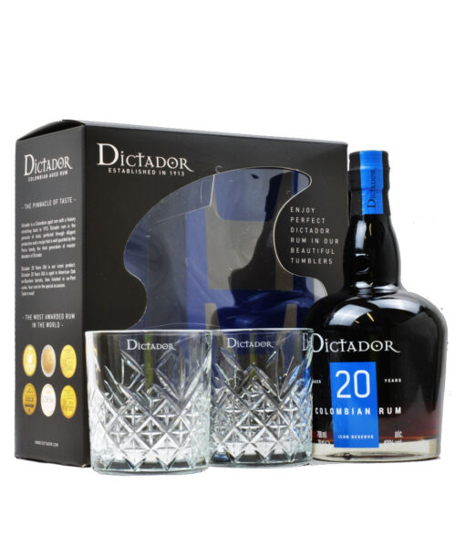 Dictador 20YO 0,7l 40% GB + 2 poháre