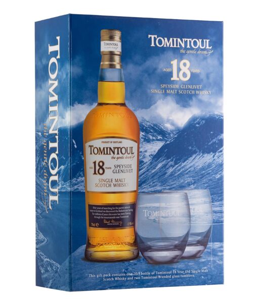 Tomintoul 18 yo 0,7l 40% + 2 poháre GB