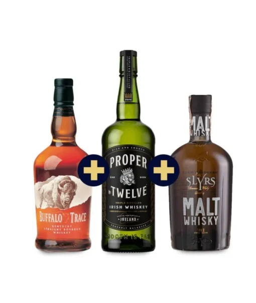 Slyrs Malt Whisky + Proper No. Twelve od Conora McGregora + Buffalo Trace Bourbon Whiskey set